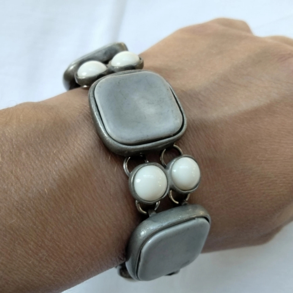 VTG Ben Amun Chunky Weighty Silver Tone Bracelet Signed Designer Jewelry